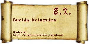 Burián Krisztina névjegykártya